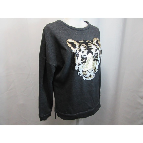 Forever 21 oversized gray sequin tiger sweatshirt - Picture 5 of 5